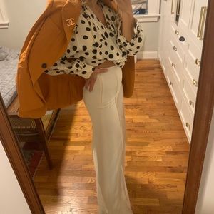 Mango Cream Wide Leg Pants Size 2